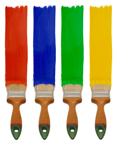 four colors paint brushes  isolated on white