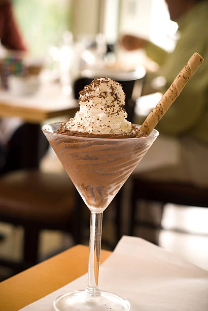 Chocolate Mousse Dessert, People Eating Food at Elegant Dining Restaurant