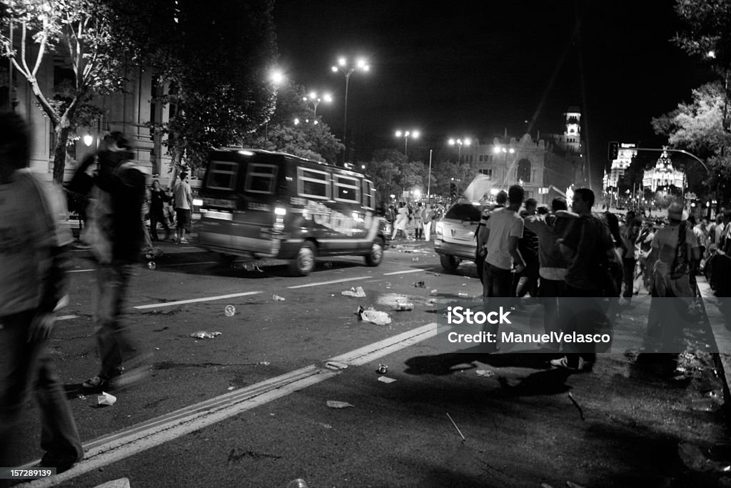 troubles in the night  Riot Stock Photo