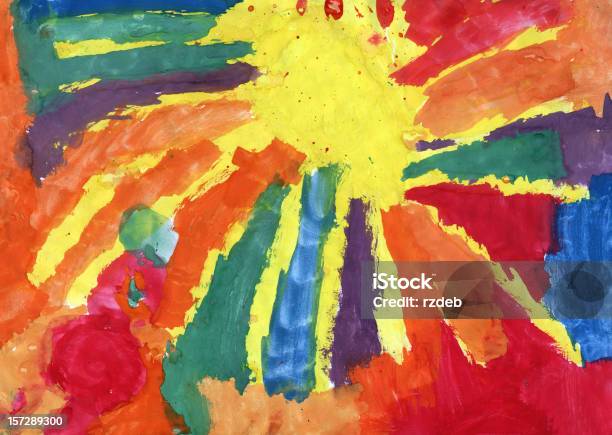 Very Colorful Childrens Painting Stock Illustration - Download Image Now - Child, Art, Drawing - Activity