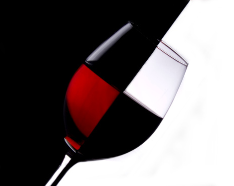 wine  glass in black,white and red
