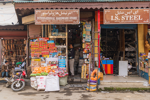 Kathmandu, Nepal- April 20,2023 : Tourists explore the streets of the center of Kathmandu, the capital of Nepal.