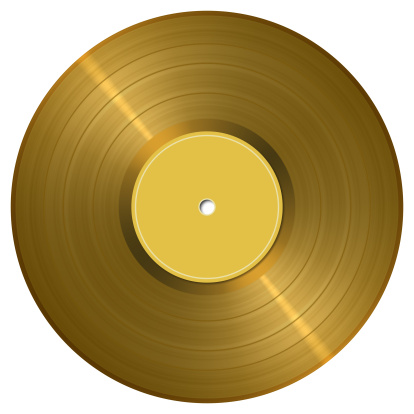 Vinyl record isolated on yellow background. Horizontal banner. 3D illustration