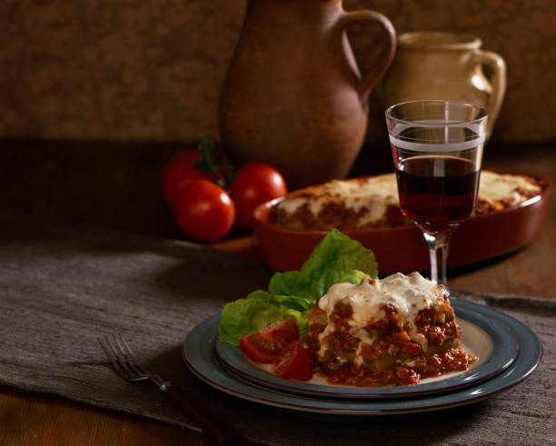 Italian food-Rustic Lasagna stock photo