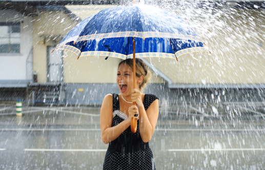 Young woman on a rainy afternoon.