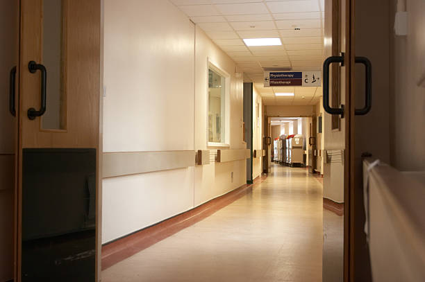 istock Hospital corridor open doors 157290114
