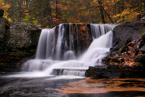 Factory Falls at Child Park of Delaware Water Gap National Recreation Area in mid-autumn