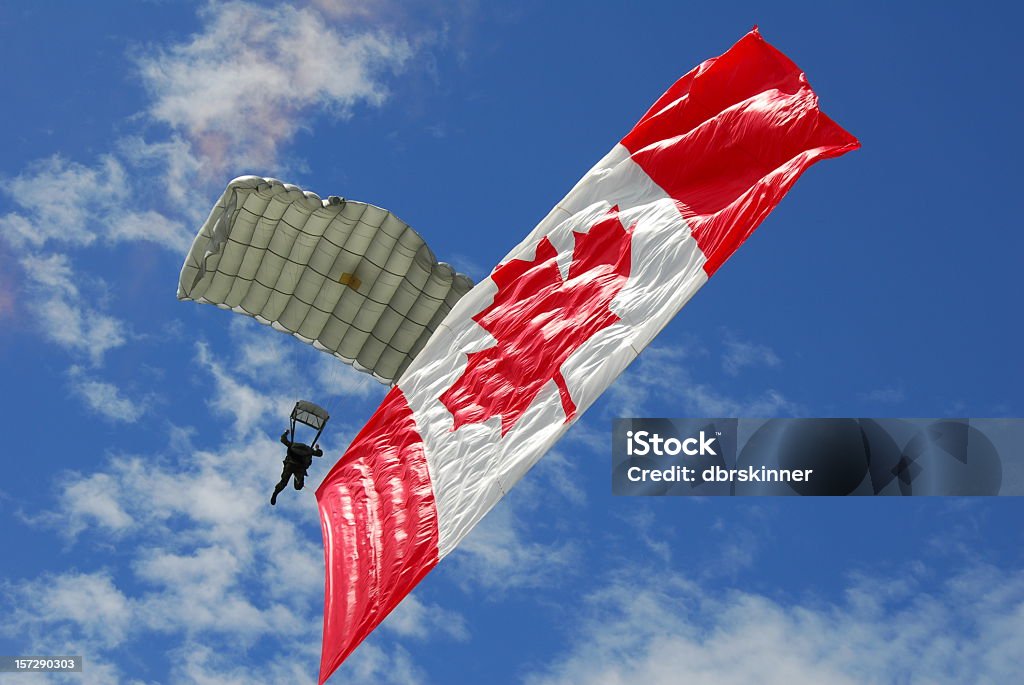 Canada Day Parachute Team Quebec City Citadel, Military Parachute Team, Canada Day 2007 Canadian Military Stock Photo