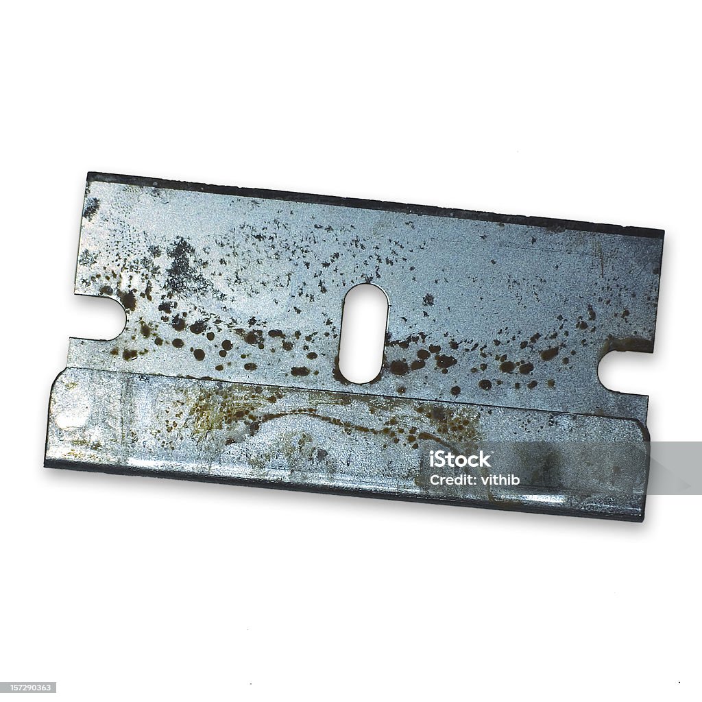 Rusty old razor blade isolated on white  Razor Blade Stock Photo