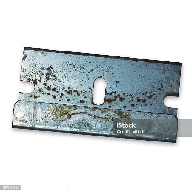 Rusty Old Razor Blade Isolated On White Stock Photo - Download Image Now - Razor Blade, Cut Out, Rusty