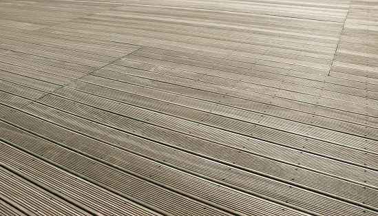 Detail of a large area of wooden decking.