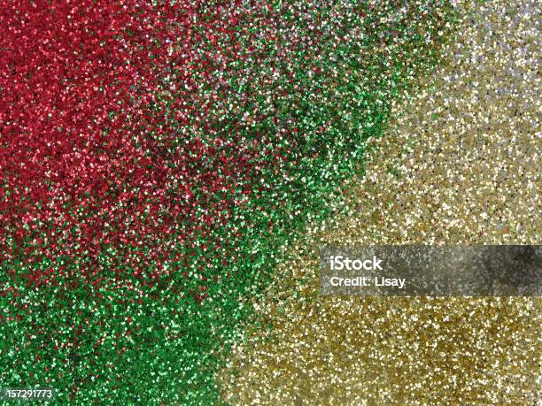 Rosso Verde E Oro Glitter - Fotografie stock e altre immagini di Colore verde - Colore verde, Scintillante, Coriandoli