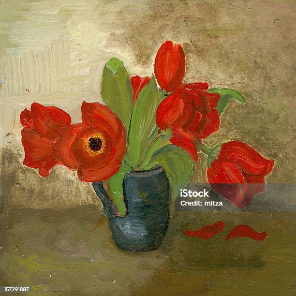 Malarstwo Z Tulipany - Stockowe grafiki wektorowe i więcej obrazów Kwiat - Roślina - Kwiat - Roślina, Martwa natura, Malarstwo olejne