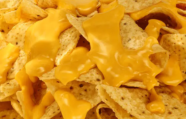Restaurant style nachos and melted cheese.