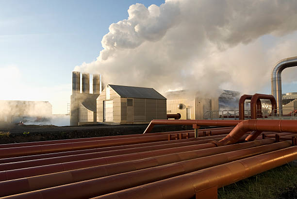 energia geotermalna - geothermal power station pipe steam alternative energy zdjęcia i obrazy z banku zdjęć