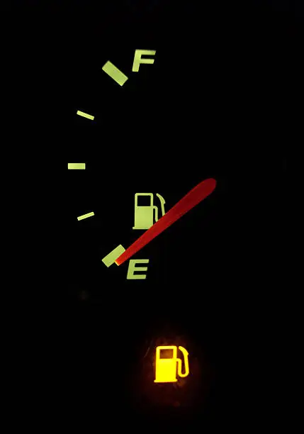 Photo of Empty Fuel Guage with Warning Light