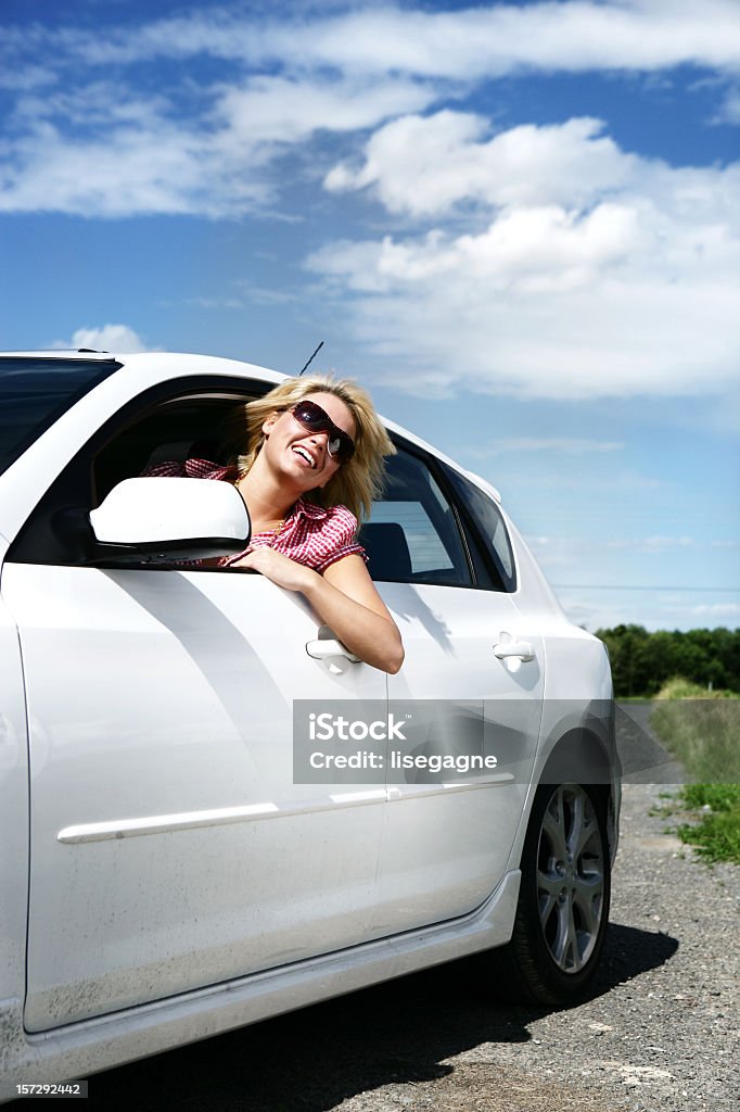 Happy Driver  One Woman Only Stock Photo