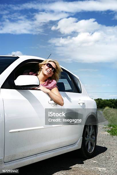 Happy Driver Stock Photo - Download Image Now - One Woman Only, Sports Car, Women