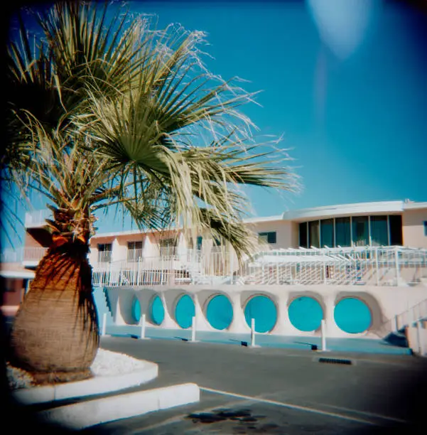 Photo of Glass Pool Inn Motel Las Vegas Nevada, Holga, Retro, Square