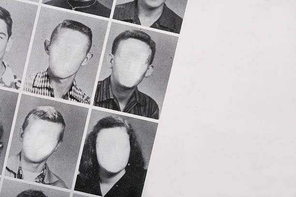 YearBook Photos Faceless yearbook photos. high school photos stock pictures, royalty-free photos & images