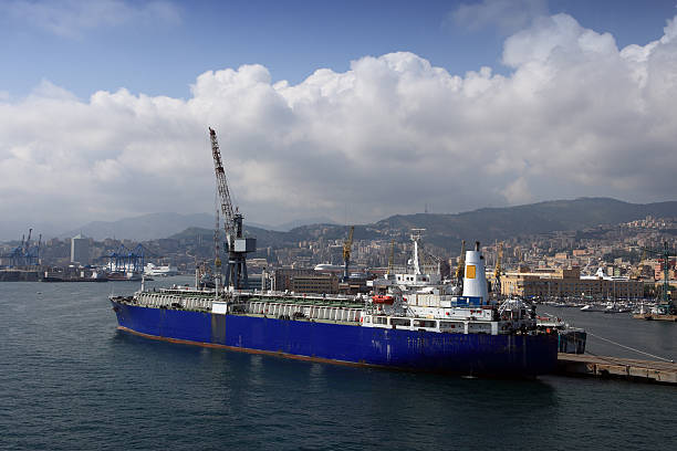 LNG terminal on Krk island view, energy port in Croatia