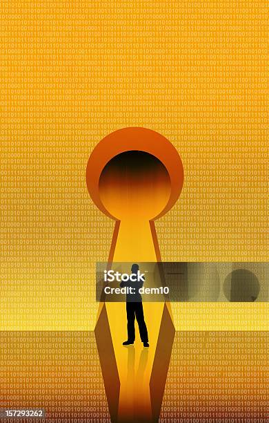 Standing On The Keyhole Stock Photo - Download Image Now - Abstract, Adult, Binary Code