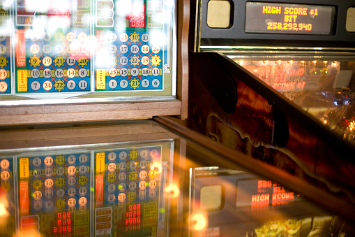 Detail of an old styled bingo pinball.