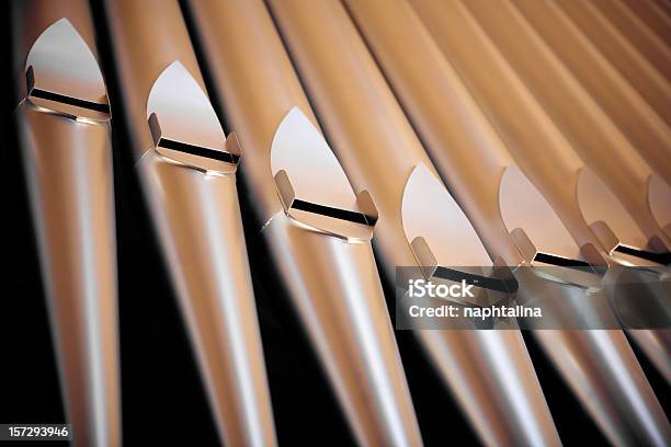Organ Pipes Detail Stock Photo - Download Image Now - Pipe Organ, Silver - Metal, Silver Colored