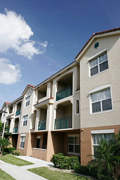 Front view of modern apartments stock photo
