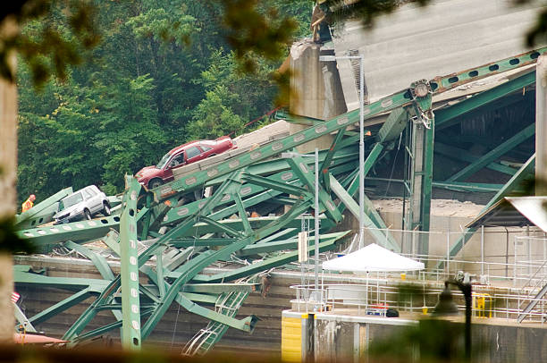 Minneapolis bridge collapse stock photo