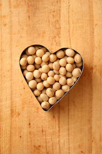 Soybeans inside heart