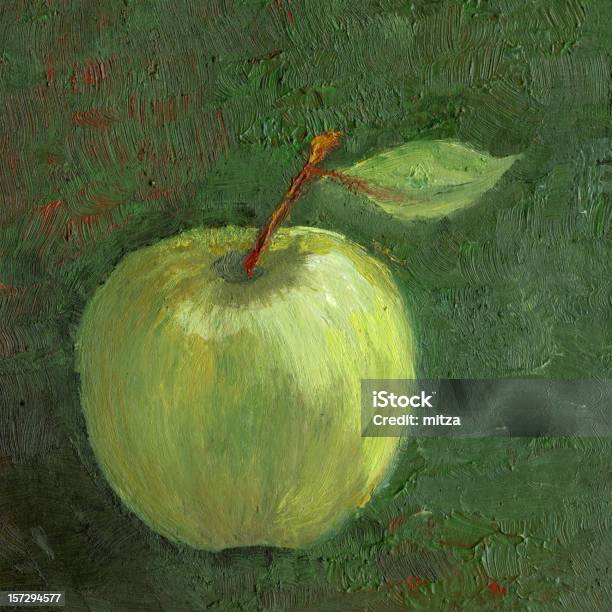 Zielone Jabłko - Stockowe grafiki wektorowe i więcej obrazów Martwa natura - Martwa natura, Malarstwo olejne, Jabłko