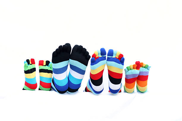 funny puntera calcetines familia - sock wool multi colored isolated fotografías e imágenes de stock