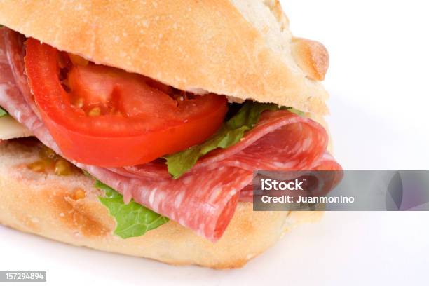 Salami Sandwich Stock Photo - Download Image Now - Salami, Sandwich, Baguette