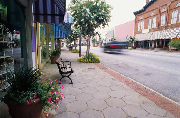 Clean road with bench in Americus, Georgia