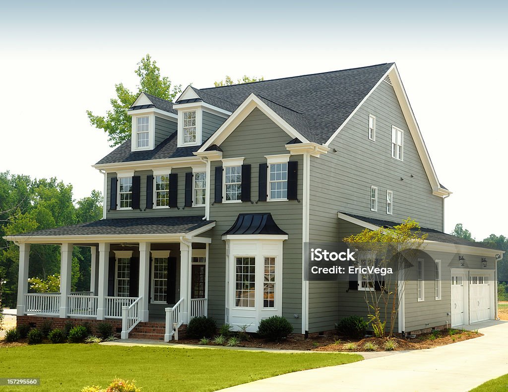 Beautiful Two Story Suburban Home With Attached Garage Stock Photo ...