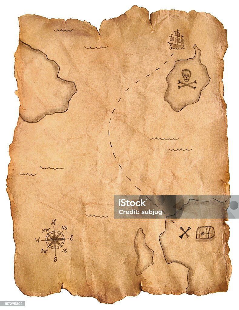 Pirata tesoro mappa - Foto stock royalty-free di Carta geografica