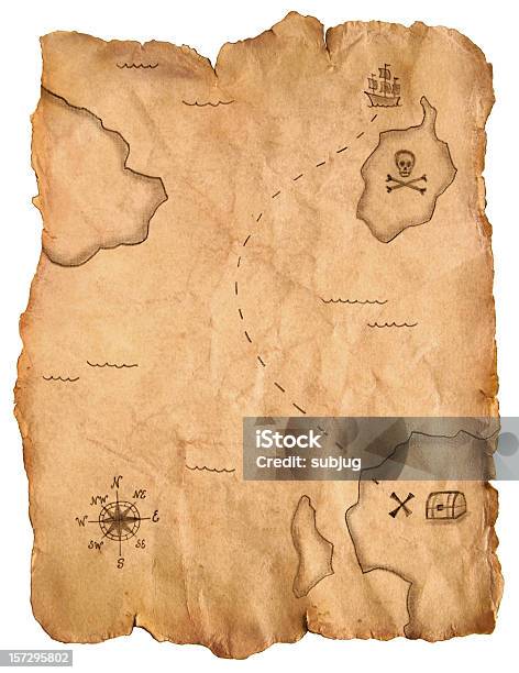 해적선 보물지도 지도에 대한 스톡 사진 및 기타 이미지 - 지도, 해적, 보물지도
