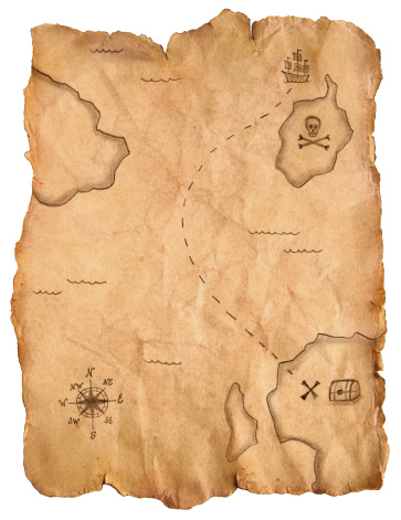 Antique style pirate treasure map