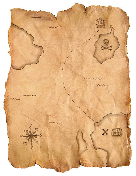 пиратский карта сокровищ - golden rim стоковые фото и изображения