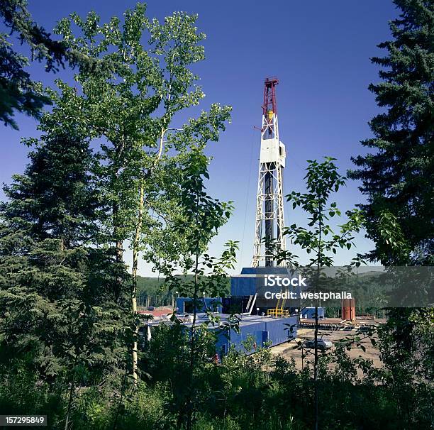 Plataforma Petrolífera Em Foothills Apagar - Fotografias de stock e mais imagens de Floresta - Floresta, Gasolina, Abastecer