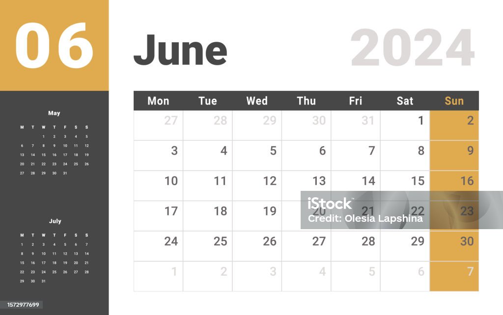 Vetores de Modelo De Calendário Mensal De Junho De 2024 Layout Vetorial Vetores de Modelo De Calendário Mensal De Junho De 2024 Layout Vetorial