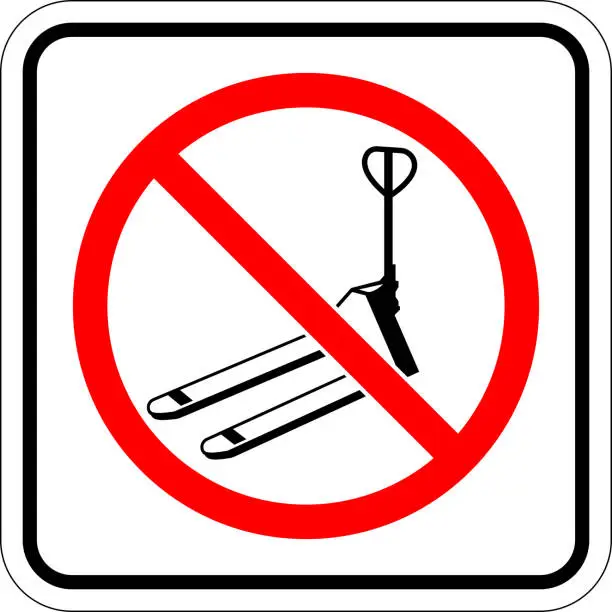 Vector illustration of Prohibited Action Sign. Pallet Jack On White Background