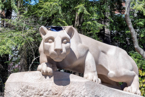 Nittany Lion in the academic cap in the campus of Penn State University Penn State Nittany Lion on the campus of Penn State University in sunny day on September 1, 2022 in State College, Pennsylvania. ncaa college conference team stock pictures, royalty-free photos & images