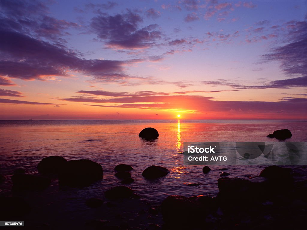Coastal Sunrise Scanned 6x7 velvia Atmospheric Mood Stock Photo