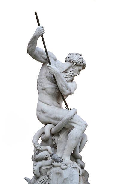 파운턴 의 해왕성 흰색 바탕에 그림자와, 나보나 광장-로마 - neptune naked statue art 뉴스 사진 이미지