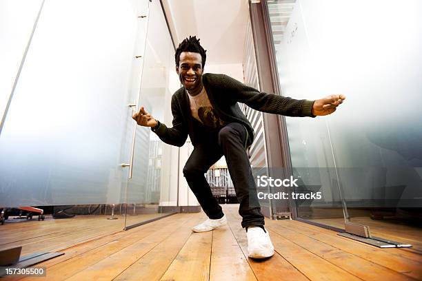 Make Dancing Toward A Camera On The Ground Stock Photo - Download Image Now - Dancing, Men, Portrait