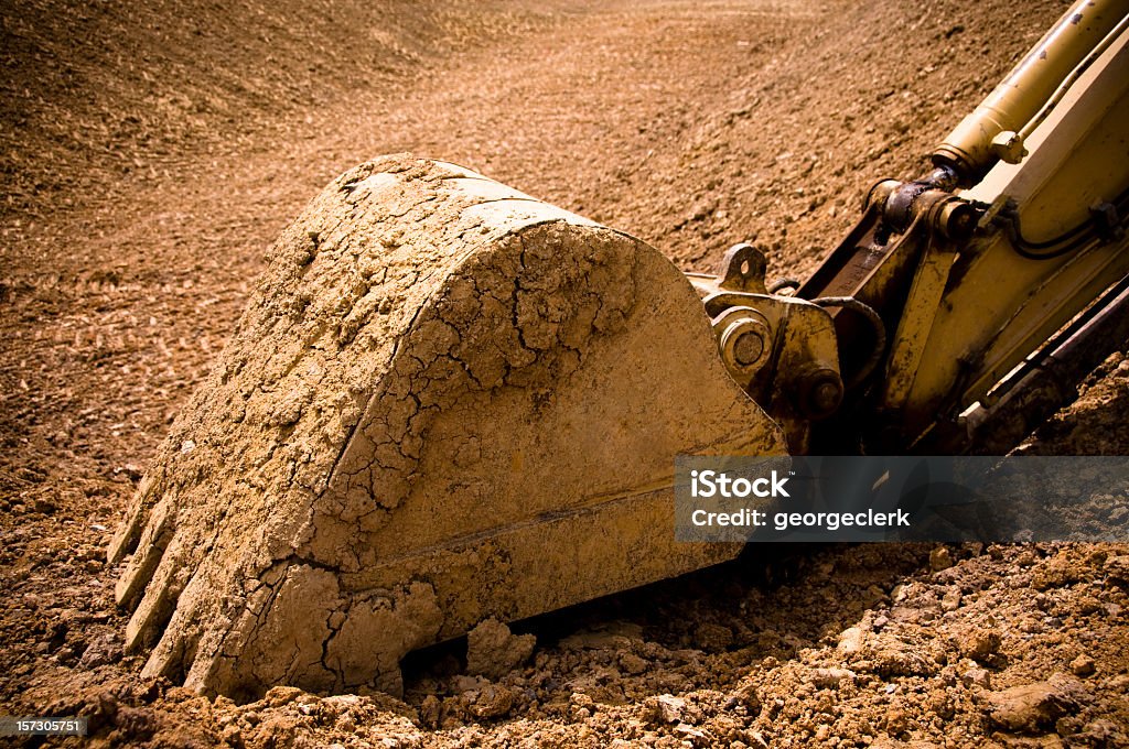 Excavator balde de descanso - Foto de stock de Escavadora Mecânica royalty-free