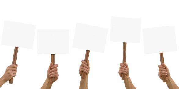 blank placards,with clipping path.
