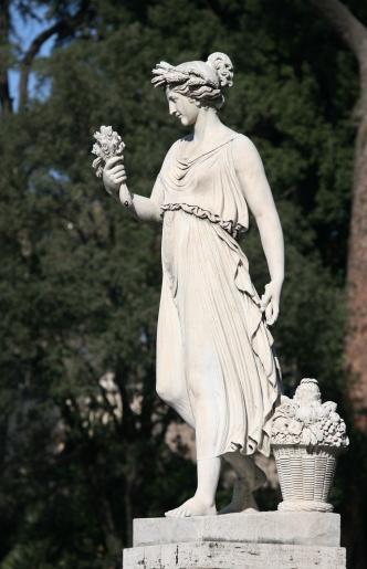 Neo-Classical sculpture of a woman at Piazza del Popolo in Rome, Italy